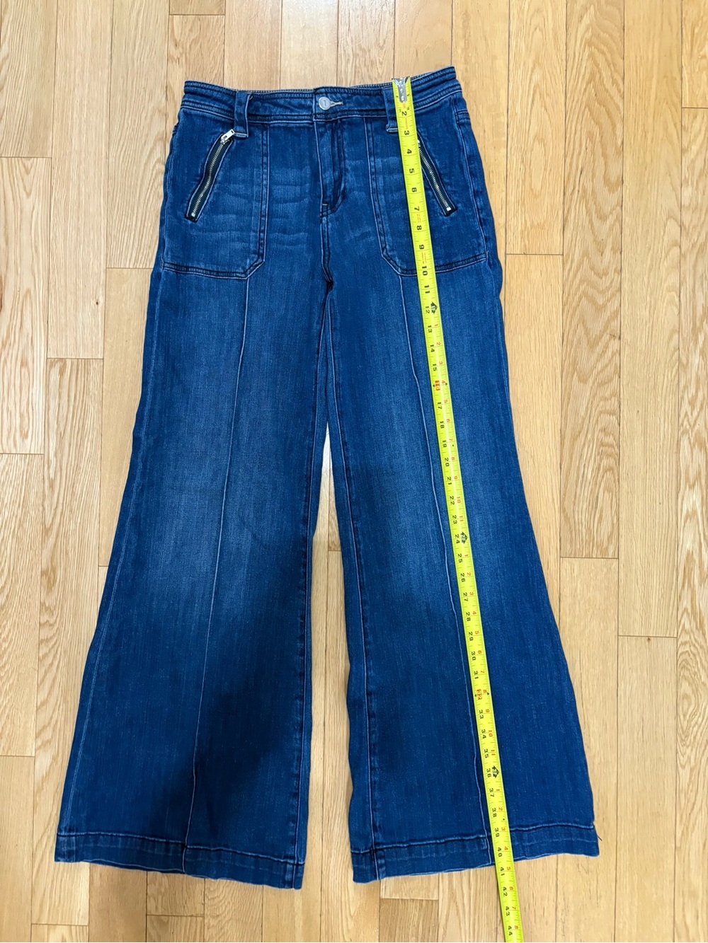 Pilcro Anthropologie Pocket High-Rise Flare Jeans 27 Zipper Retro Vintage Boho - Picture 7 of 12
